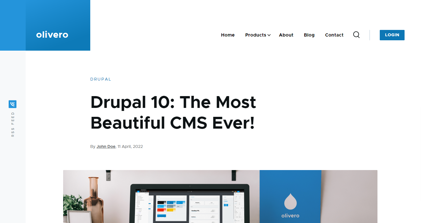 Screenshot of the Olivero theme