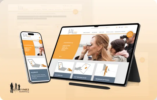 Spinnen Netz Website dargestellt auf Endgeräten