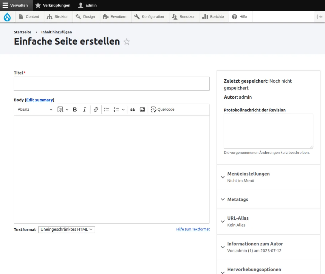 Einfache Seite Claro