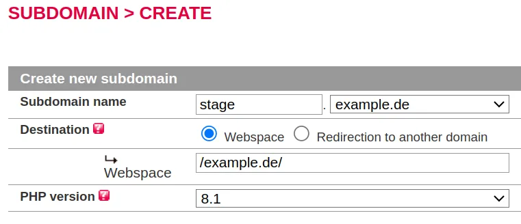 Shared Hosting Subdomain